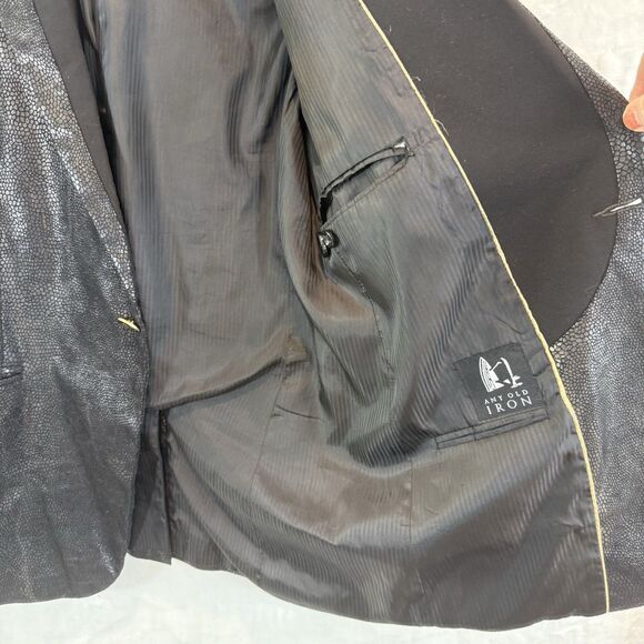 Any Old Iron Blazer Nashville Black Shiny Event Halloween Party Skull M - Picture 11 of 12